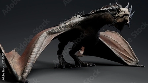 Obraz Wyvern Type Dragon 2 of background. 3d model rendering