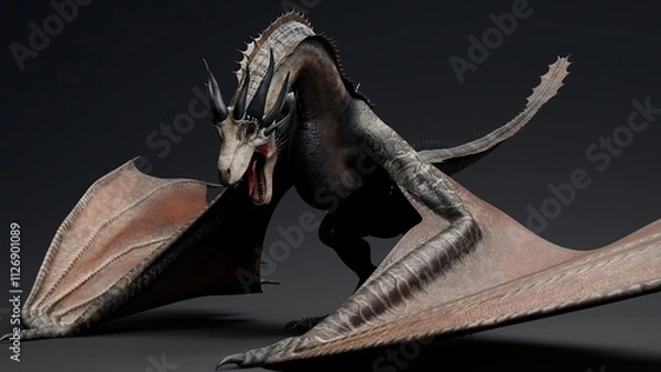 Obraz Wyvern Type Dragon 2 of background. 3d model rendering
