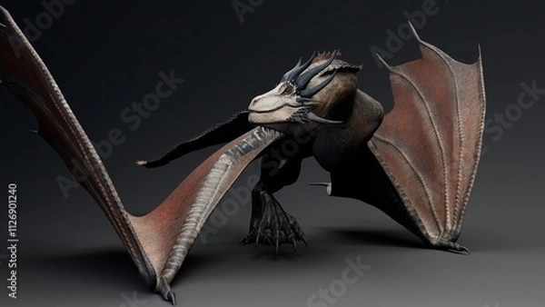 Obraz Wyvern Type Dragon 2 of background. 3d model rendering