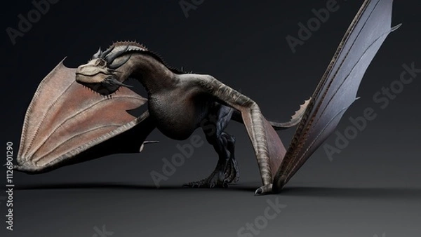 Obraz Wyvern Type Dragon 2 of background. 3d model rendering