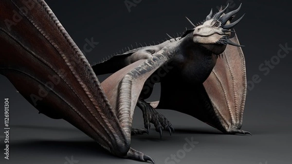 Obraz Wyvern Type Dragon 2 of background. 3d model rendering