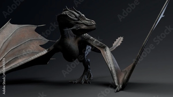 Obraz Wyvern Type Dragon 2 of background. 3d model rendering