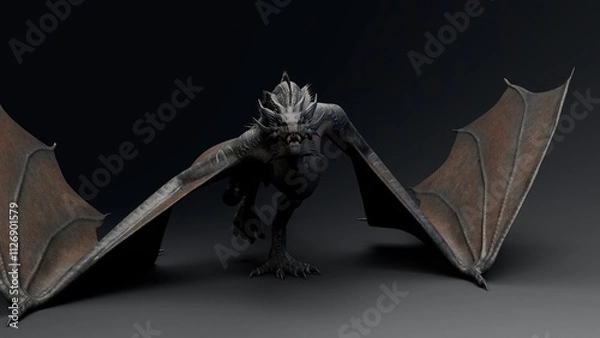 Obraz Wyvern Type Dragon 2 of background. 3d model rendering