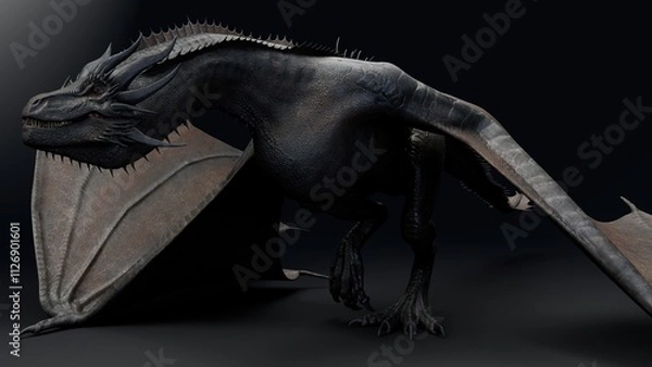Obraz Wyvern Type Dragon 2 of background. 3d model rendering
