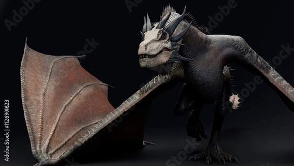 Obraz Wyvern Type Dragon 2 of background. 3d model rendering