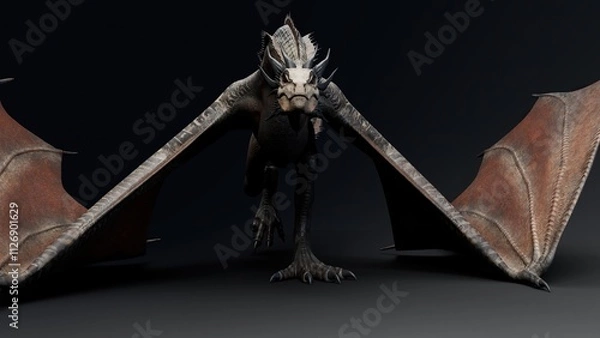 Obraz Wyvern Type Dragon 2 of background. 3d model rendering