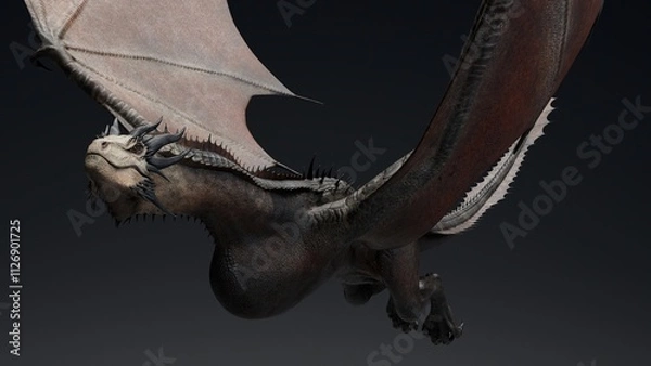 Obraz Wyvern Type Dragon 2 of background. 3d model rendering