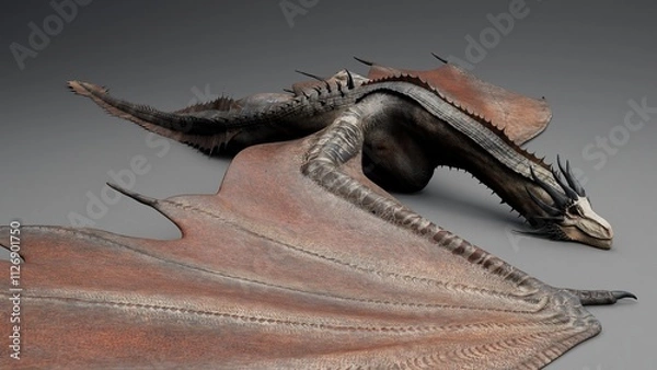 Fototapeta Wyvern Type Dragon 2 of background. 3d model rendering
