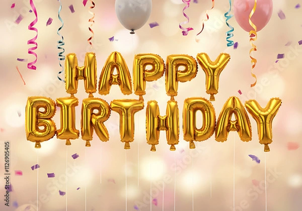 Fototapeta 생일 축하 글자 생일파티 풍선 이미지 해피버스데이 텍스트 생일 이벤트