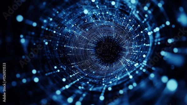 Fototapeta 3D Abstract Flowing Digital technology Landscape background or banner 