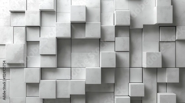 Fototapeta abstract 3d animation white geometric composition with cubes seamless looped vide