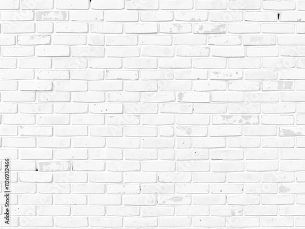 Fototapeta White brick wall texture with vintage, distressed look, architecture
