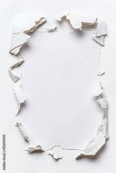 Fototapeta Torn paper white frame	