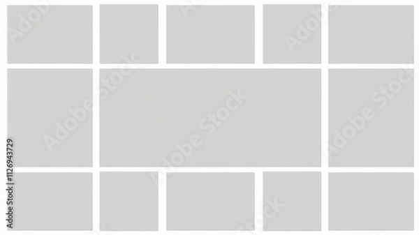 Fototapeta A photo album layout featuring grey accents and modern design elements, graphic design, modern, grid