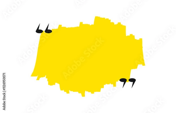 Fototapeta Hand drawn marker line with quote sign. Yellow stroke and quote mark. Colorful design element. Speech mark symbol. Vector illustration