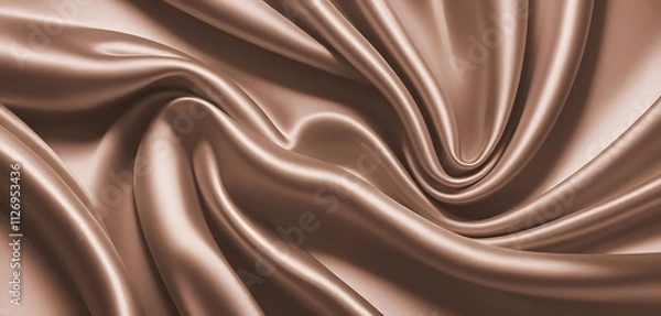 Obraz abstract background mocha mousse colors silky fabric, realistic swirling textile illustration, smooth gradients. perfect for background image, for trani and sewing shops. Pantone