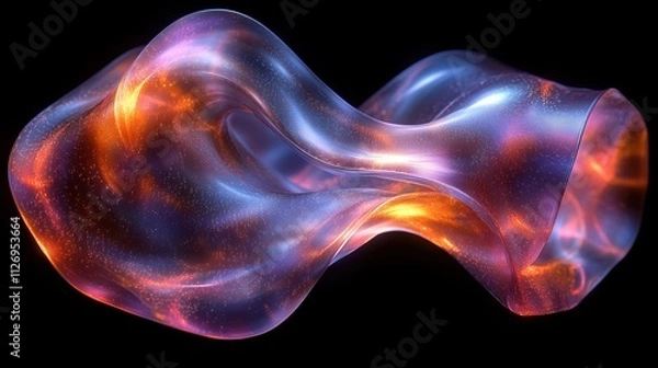 Fototapeta abstract animation rotating iridescent shape on black background seamless looped video 3d rende
