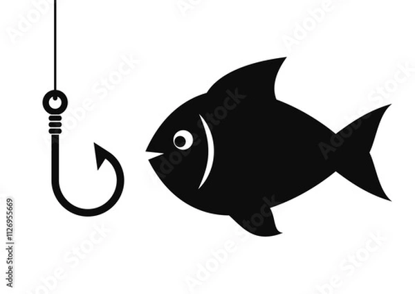 Fototapeta Empty fish hook vector icon