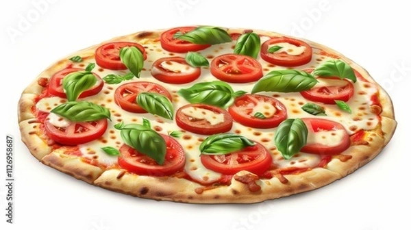 Fototapeta A delectable gluten-free pizza. featuring a crispy crust, fresh tomatoes, basil, and mozzarella cheese. emphasizing gluten-free indulgence. ideal for food delivery promotions and gluten-free cookbooks