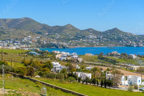 Fototapeta Hermoupolis, Syros. Panoramic view of the capital of Cyclades.