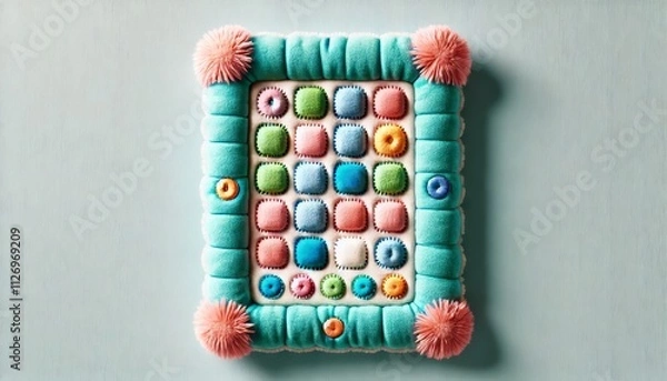 Fototapeta A playful design of a tablet entirely made of plush fabric.