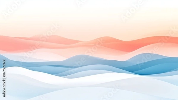 Fototapeta Abstract pastel wave pattern with soft blue and peach hues, creating a tranquil and harmonious background.