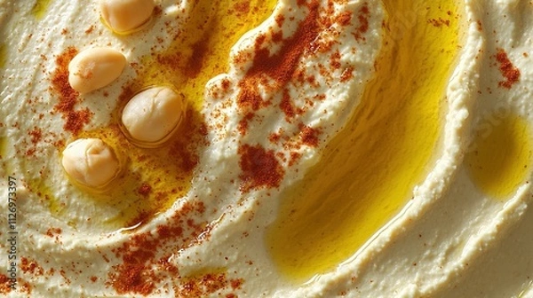 Obraz drizzle of olive oil on hummus