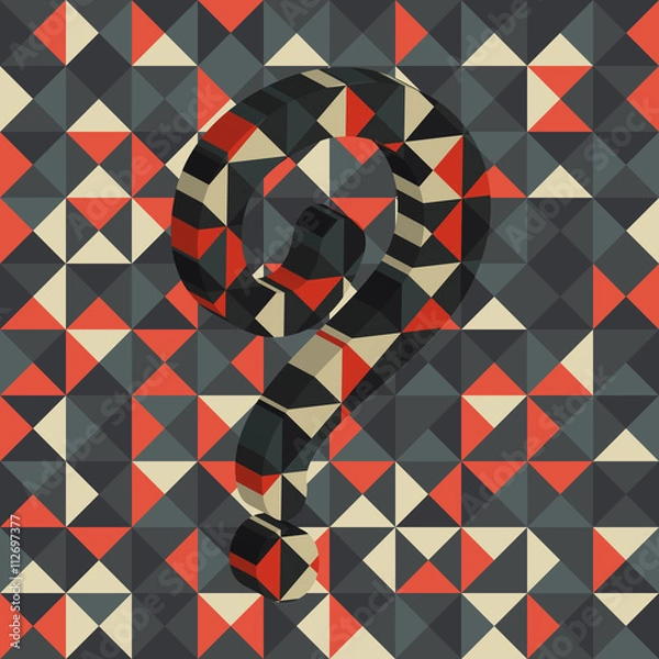 Fototapeta Abstract multicolor square background with question mark 3D