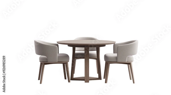 Fototapeta a round dining table with chairs isolated on a transparent background