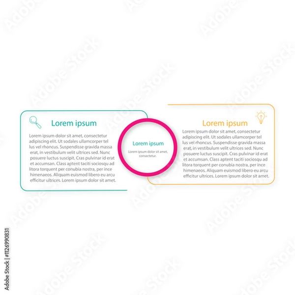 Obraz Two infographics element. Business concept with 2 options, steps or processes. data visualization. Vector illustration.