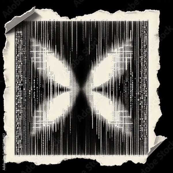 Obraz Pixelated Torn Edges White paper with pixelated black matrix cod
