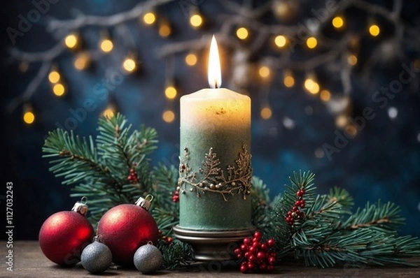 Fototapeta Merry Christmas! Postcard background image with decorative elements.