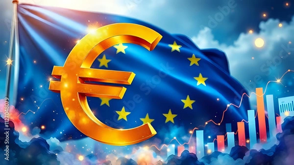 Fototapeta Navigating Volatility in the European Economy. Ai Generated
