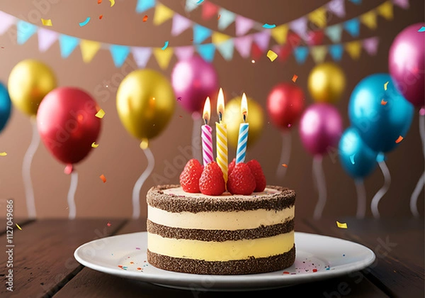 Fototapeta 생일 축하 파티 케잌 이미지 생일케이크 버스데이 텍스트 생일 이벤트 케이크