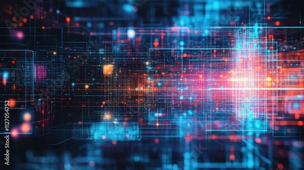Fototapeta Abstract Digital Network Connections with Futuristic Technology Theme
