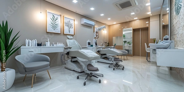 Fototapeta Modern podiatry clinic with advanced diagnostic tools and serene design elements