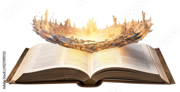 Obraz PNG Opened book reading fantasy publication.