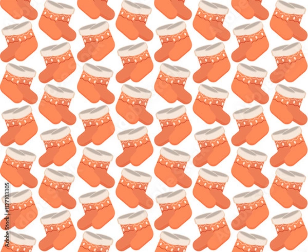 Fototapeta Charming pattern featuring playful orange stockings, perfect for holiday-themed projects, textiles, and festive decor. A cheerful design that adds warmth and joy to any creative work.