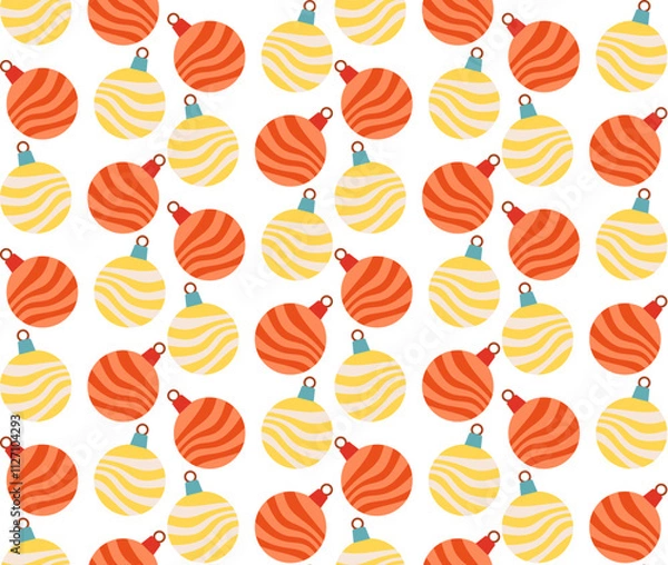 Obraz seamless pattern with christmas balls isolated on white for  wallpaper, bags design, greeting cards and other. 