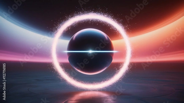 Fototapeta Abstract sphere with glowing ring