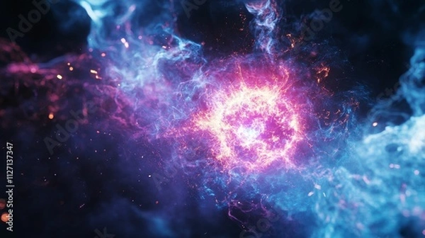 Obraz Glowing nebula, vibrant colors, cosmic dust.