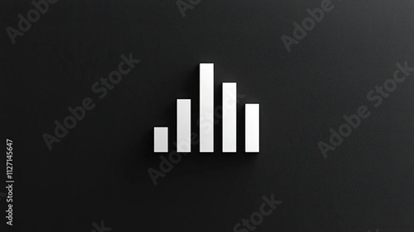 Fototapeta Minimalist bar graph icon with upward trend on dark background