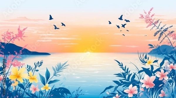 Fototapeta Tropical Sunset Seascape: A Peaceful Paradise