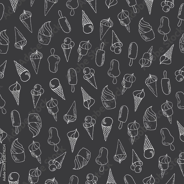 Fototapeta Ice Cream doodles seamless pattern