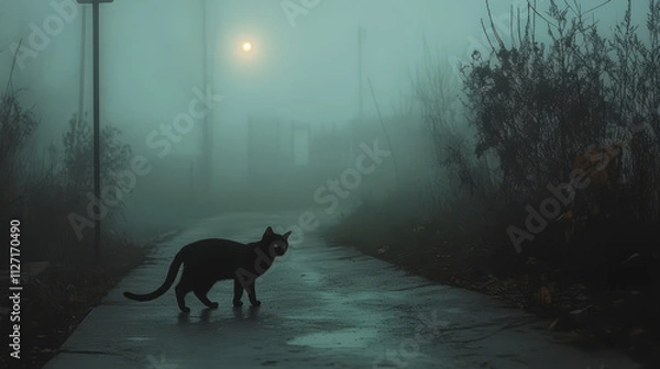 Fototapeta black cats bring bad luck, especially on Friday the 13th, is a superstition rooted in medieval Europe. They were often associated with witches and considered omens of misfortune.