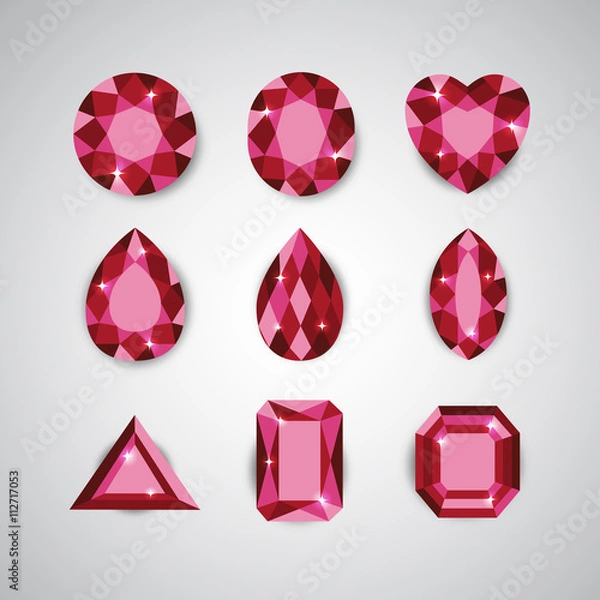 Obraz Red Diamonds and Ruby Vector Icons