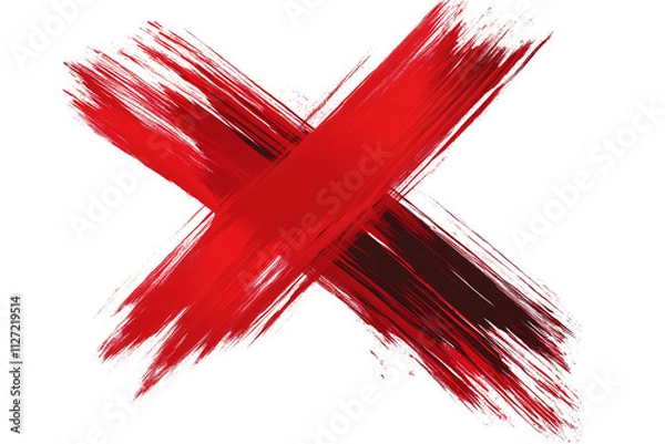 Fototapeta a red x painted on a white background
