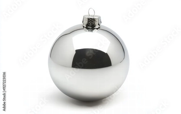 Fototapeta close up silver Christmas ball isolated on white background