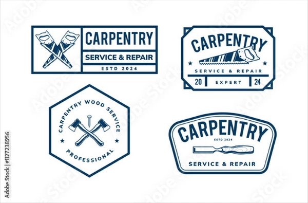Fototapeta carpentry logo badge design