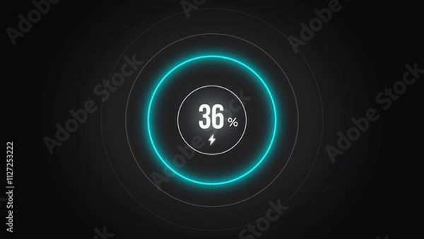 Fototapeta Loading screen at 36%, screen cell phone display while charging battery 36%.